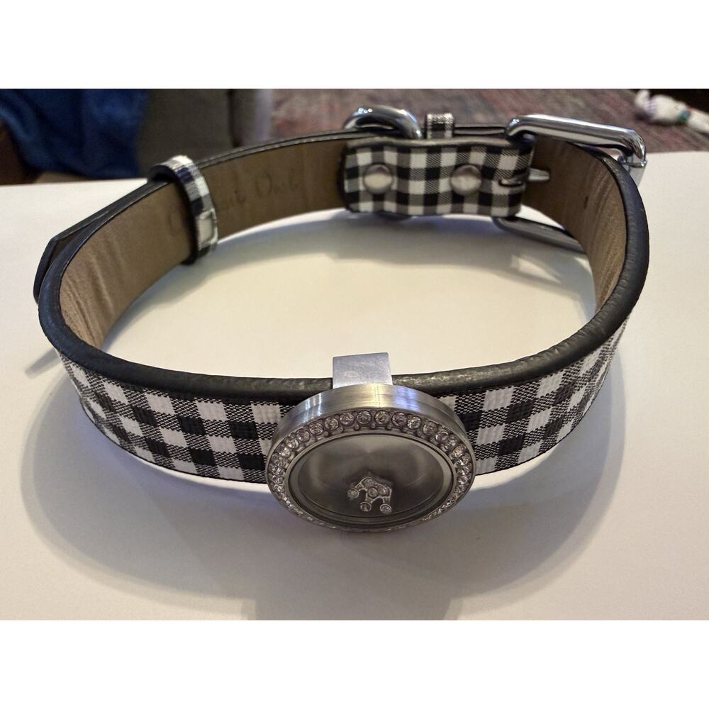 Origami Owl Dog Collar Locket Charm Gingham Black White NWOT Small/Med - Picture 11 of 11